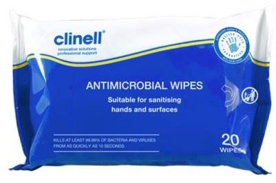 Clinell Antimicrobial Hand & Surface Wipes - 20 Wipes-0